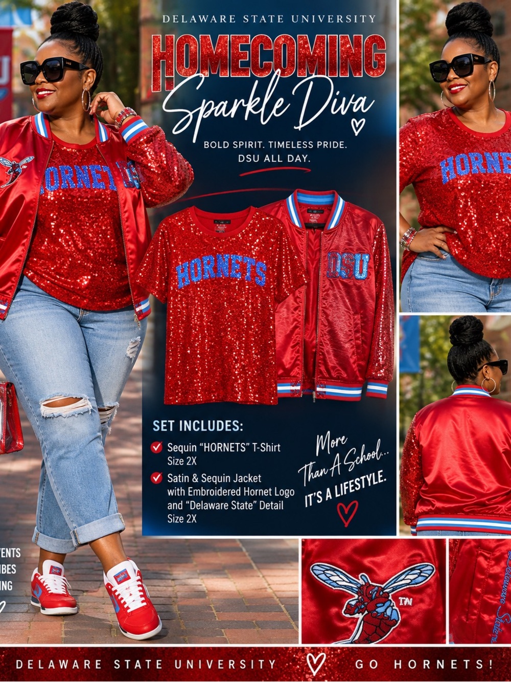 Sparkle Diva DSU Sequin Jacket & Tee - Red